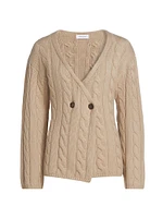 Cable-Knit Double-Breasted Cardigan