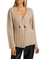 Cable-Knit Double-Breasted Cardigan