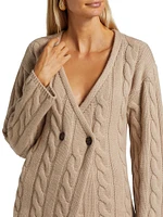 Cable-Knit Double-Breasted Cardigan