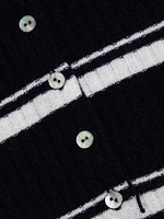 Cashmere-Silk Striped Polo Top