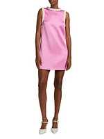 Faux-Pearl-Embellished Satin Minidress