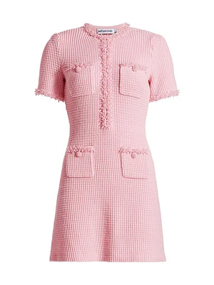 Beaded Waffle-Knit Minidress