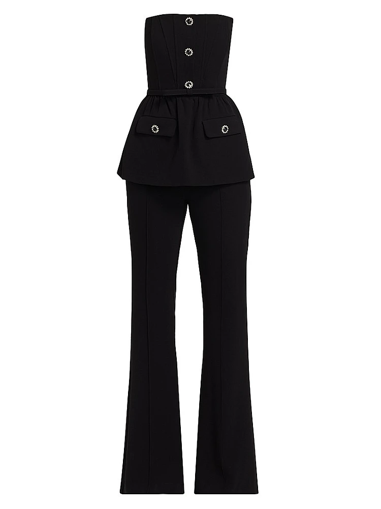 Crystal-Embellished Stretch-Crêpe Jumpsuit
