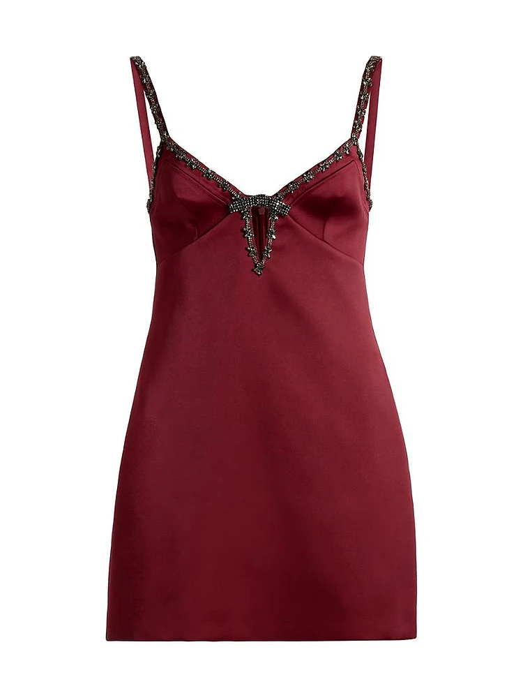 Beaded Satin Minidress