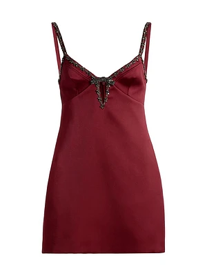 Beaded Satin Minidress