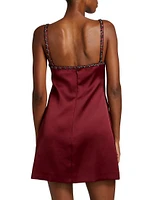 Beaded Satin Minidress