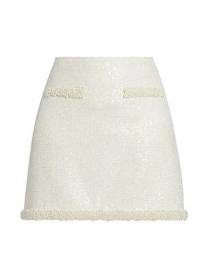Bouclé Sequined A-Line Miniskirt