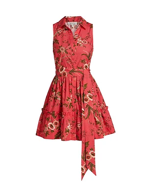 Hannah Floral Belted Sleeveless Minidress