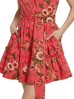 Hannah Floral Belted Sleeveless Minidress