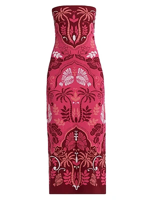 Kinsley Printed Strapless Midi Dress
