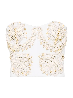 Dune Beaded Rope-Trimmed Corset Top