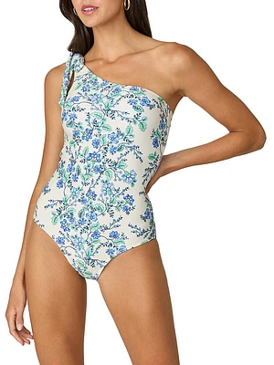Floral One-Shoulder Tie One-Piece Swimsuit