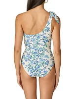 Floral One-Shoulder Tie One-Piece Swimsuit