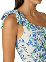 Floral One-Shoulder Tie One-Piece Swimsuit
