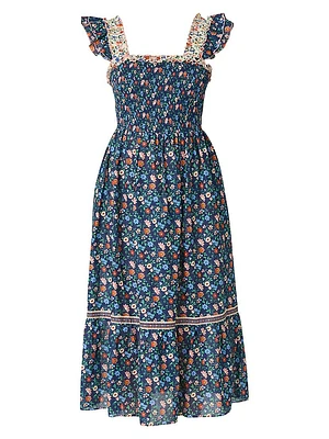 Floral Smocked Midi-Dress