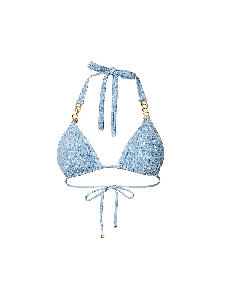 Chain-Trim Triangle Bikini Top