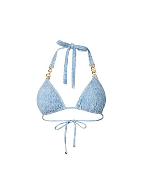 Chain-Trim Triangle Bikini Top