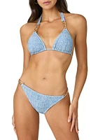 Chain-Trim Triangle Bikini Top