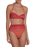 Ombré Chevron Stripe High-Waist Bikini