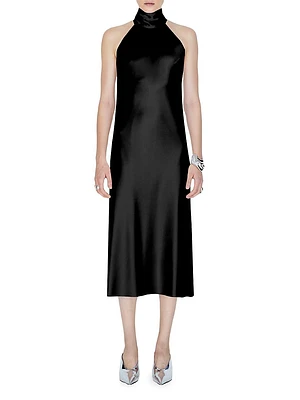 Sienna Satin Halter Midi-Dress