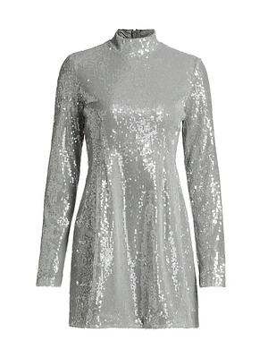 Daphne Sequin Long-Sleeve Minidress