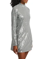 Daphne Sequin Long-Sleeve Minidress