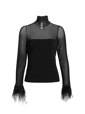 Shantel Feather-Trim Top