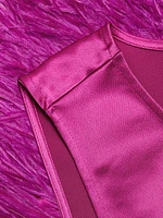 Charisse Feather-Trimmed Satin Top