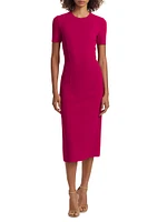 Stretch Wool Sheath Midi-Dress