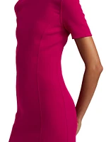 Stretch Wool Sheath Midi-Dress