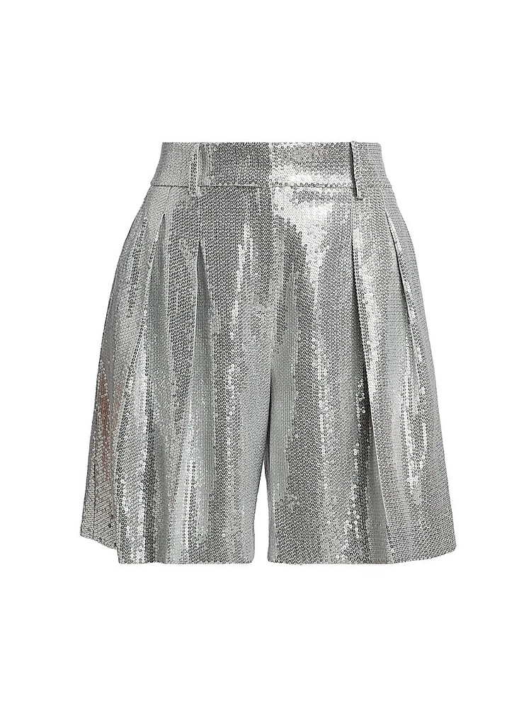 Sequined Pleated Shorts