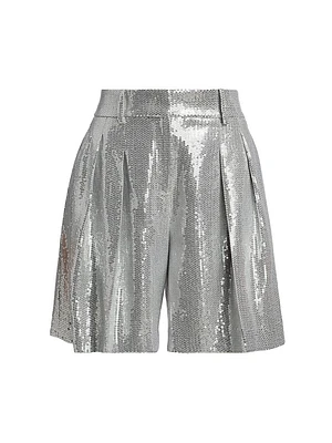 Sequined Pleated Shorts