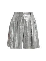 Sequined Pleated Shorts