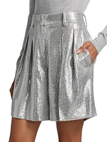 Sequined Pleated Shorts