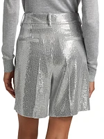 Sequined Pleated Shorts