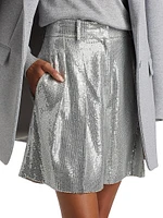 Sequined Pleated Shorts