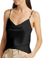 Marta Crystal-Embellished Silk Cami Top