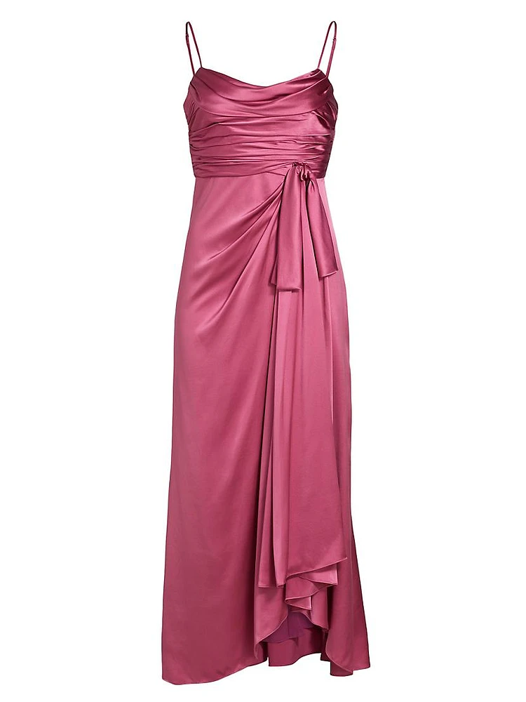 Kasia Gathered Silk Maxi Dress