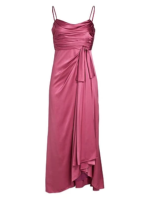 Kasia Gathered Silk Maxi Dress