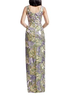 Goldie Floral Embroidered Sequin Sheath Gown