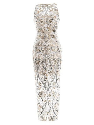 Helena Sequined Keyhole Midi-Dress