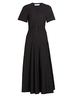 Elizabeth Cotton-Blend Belted Midi-Dress