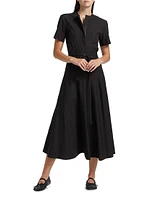 Elizabeth Cotton-Blend Belted Midi-Dress