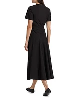 Elizabeth Cotton-Blend Belted Midi-Dress
