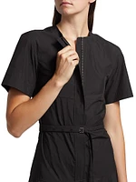 Elizabeth Cotton-Blend Belted Midi-Dress