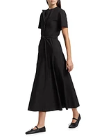 Elizabeth Cotton-Blend Belted Midi-Dress