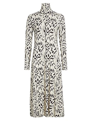 Marion Abstract Jersey Turtleneck Midi-Dress