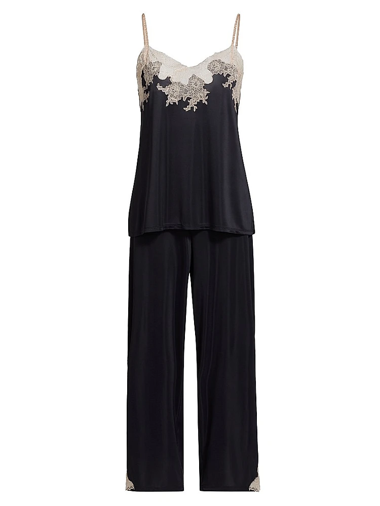 Enchant Lace-Trim Jersey Pajamas