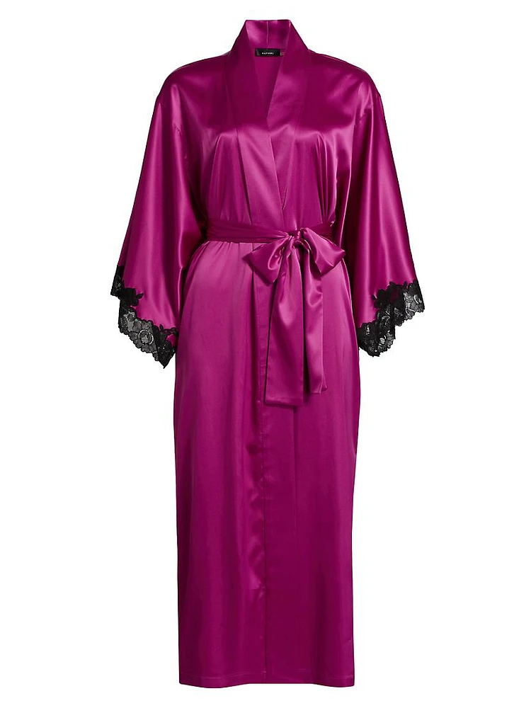 Peony Glamour Lace-Trim Robe