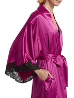 Peony Glamour Lace-Trim Robe